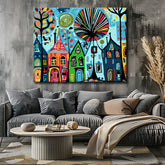 Painting by Numbers Art Illustration Colorful Houses